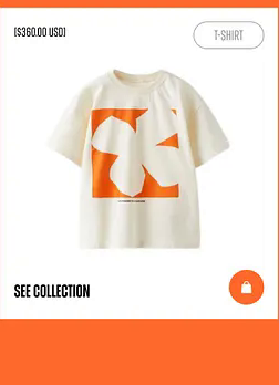 Kids graphic t-shirt with bold orange artwork.